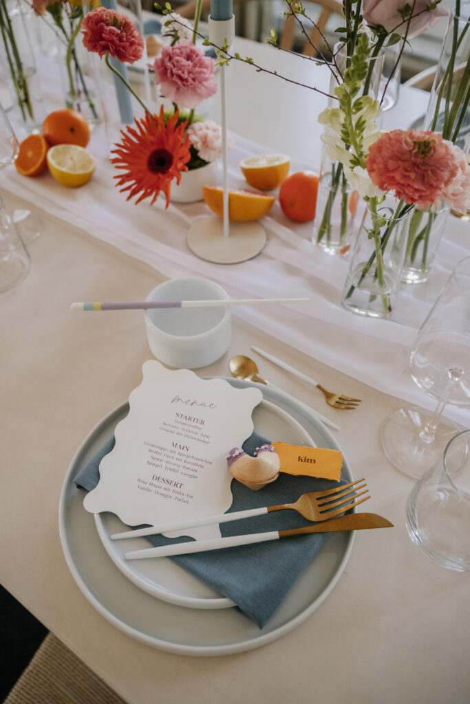 Veronika Rodriguez Hochzeitsplanung für Mülheim an der Ruhr und Umgebung, Tischset für Hochzeitsdinner